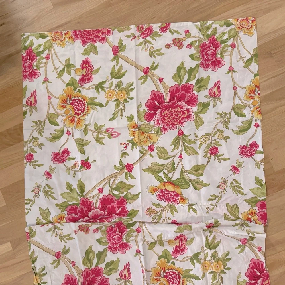 Pottery Barn Full/Queen Duvet Cover & 2 Shams | Floral Pinks Yellow Green